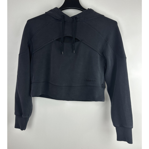 Lululemon Get Centred Crop Hoodie Black Size 4 Athletic Athleisure Vented Pocket - Picture 3 of 16